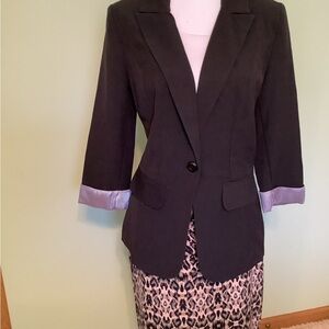 BCX Black Blazer with Striped Cuff Trim - Size XL
